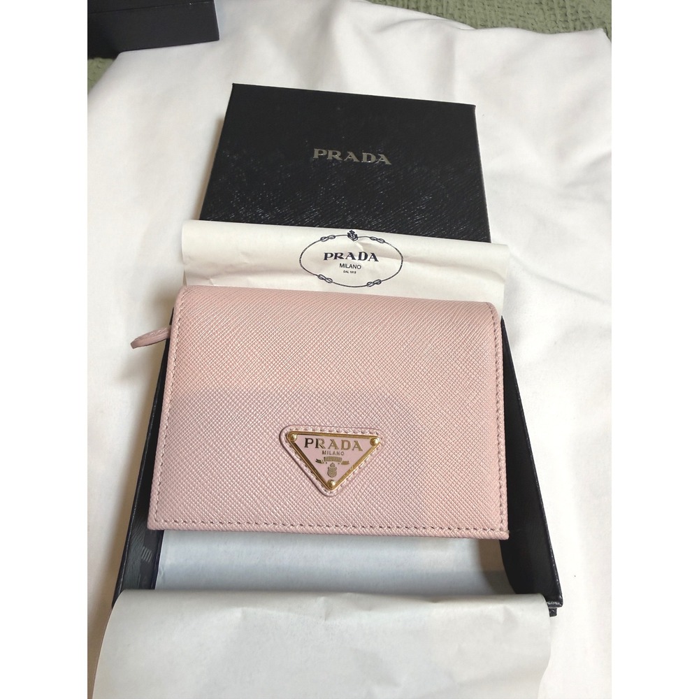 Prada Pink Saffiano Leather Wallet Red Bocche Lip Print NWT + Box + Reg - Picture 7 of 16